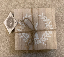 Load image into Gallery viewer, A set of 4 wooden square coasters.
