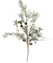 Load image into Gallery viewer, White Berry Spray With Frosted Leaves
