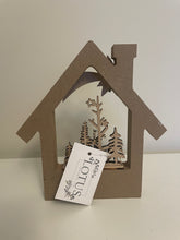 Load image into Gallery viewer, Festive Wooden Scene House Ornament
