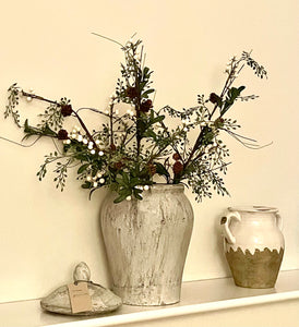 White Berry Spray With Frosted Leaves