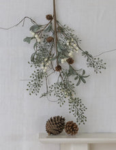 Load image into Gallery viewer, White Berry Spray With Frosted Leaves
