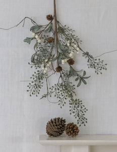 White Berry Spray With Frosted Leaves