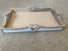 Load image into Gallery viewer, Mango Washed Wooden Heart Handle Tray.
