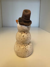 Load image into Gallery viewer, A rustic snowman ornament.
