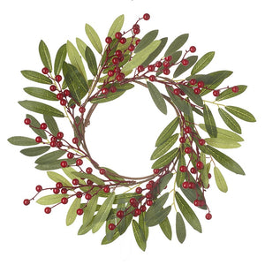 Red Berries And Green Leaves Wreath