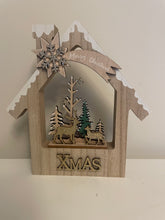 Load image into Gallery viewer, Festive Wooden Scene House Ornament
