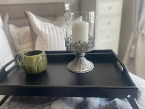 White Metal Base Candle Holder