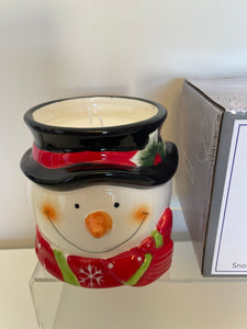 Ceramic Snowman With Candle