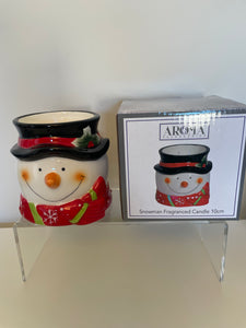 Ceramic Snowman With Candle