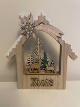 Load image into Gallery viewer, Festive Wooden Scene House Ornament
