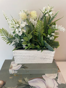 Flower Arrangement in Wooden Planter