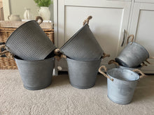 Load image into Gallery viewer, Ribbed Zinc Bucket with Hessian Ears
