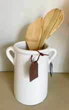 Load image into Gallery viewer, A classic white ceramic vase with small eared handles.
