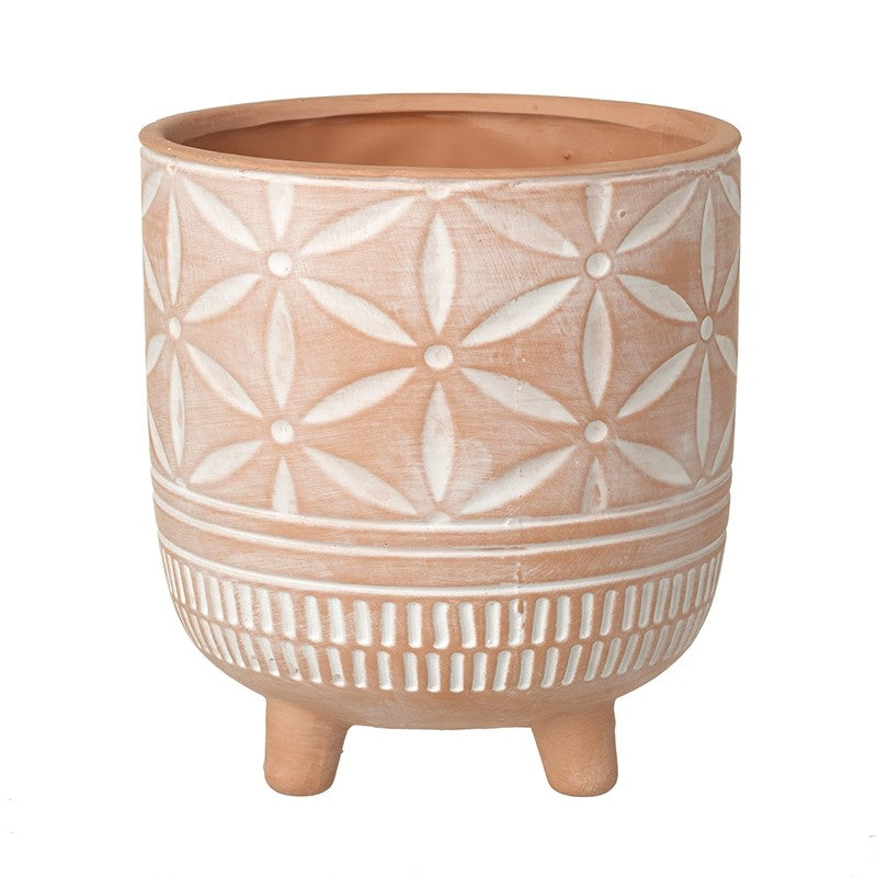 Flower Pattern Terracotta Plant Pot