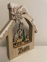 Load image into Gallery viewer, Festive Wooden Scene House Ornament
