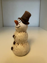 Load image into Gallery viewer, A rustic snowman ornament.
