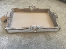 Load image into Gallery viewer, Mango Washed Wooden Heart Handle Tray.
