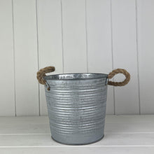 Load image into Gallery viewer, Ribbed Zinc Bucket with Hessian Ears

