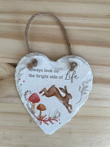 Countryside Woodland Animal Slate Heart.