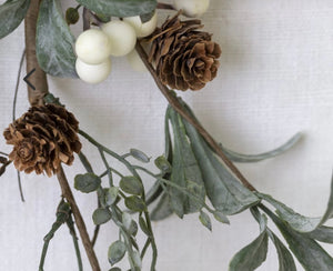 White Berry Spray With Frosted Leaves