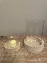 Load image into Gallery viewer, Sandy Textured Hurricane Glass Candle Holder
