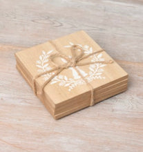 Load image into Gallery viewer, 🐇A set of 4 wooden square coasters.
