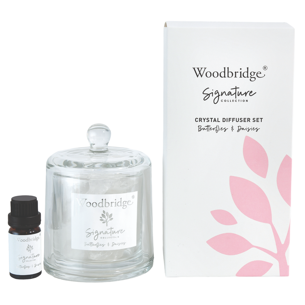 ☀️ Butterflies & Daisies Crystal Oil Diffuser by Woodbridge
